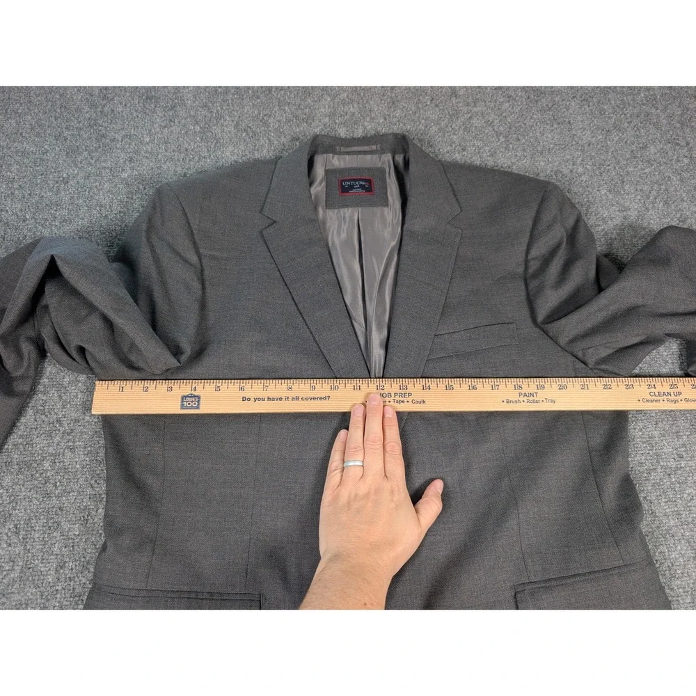 UNTUCKit Sport Coat Mens 44R Grey 100% Wool Viaggio‎ Natural Stretch Blazer FLAW